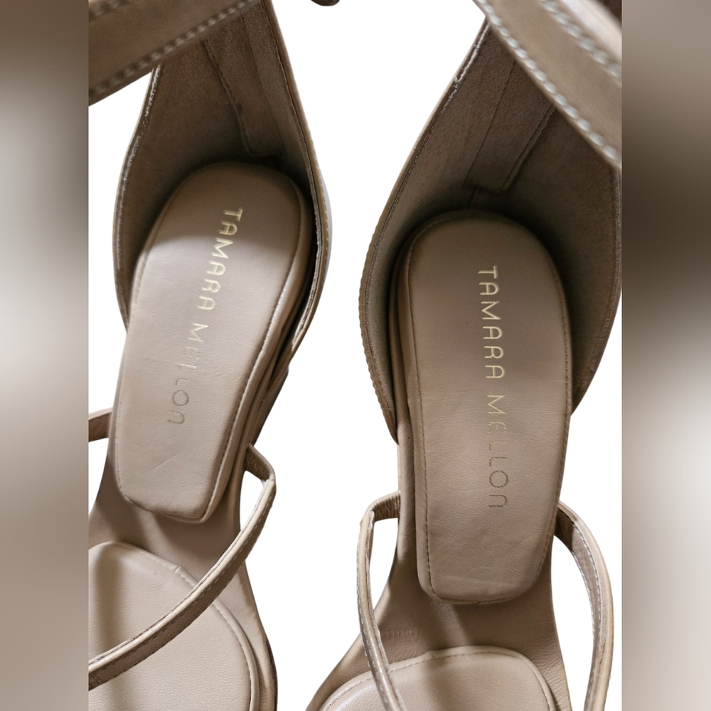 Tamara Mellon Reverse Wedge 90 Tan - Pillow Cushion Insole - EU 37 - NWOB - Picture 3 of 10